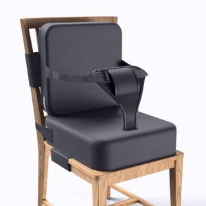 Toddler Booster Seat for Dining Table,Booster Seat for Kitchen Chair with Extended Straps,2PCS Portable with Safety Buckles,Suitable for Kids Aged 3-12 in Restaurants (Grey)