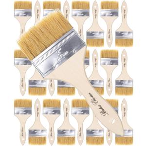 Bates- Chip Brushes 3 Inch, 24 Pack, 3 Inch Paint Brushes with Ergonomic Wooden Handle, Natural Bristle