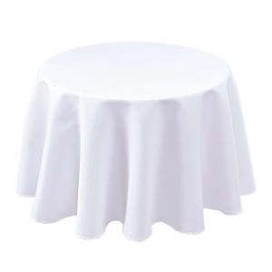 Biscaynebay Textured Fabric Round Tablecloths 60 Inches for Tables diameters from 28" to 48", White Table Cloth Water Resistant Small Circle Folding Table Covers for Dining Kitchen Wedding Parties