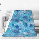 Ocean Turtle Throw Blanket Soft Flannel Blanket 60"x50" in Bed Blanket Home Decor for Room Sofa Couch All Season