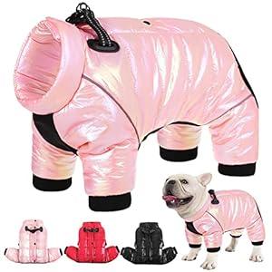 AOFITEE Dog Coat, Waterproof Dog Jacket for Winter, Warm Fullbody Dog Snowsuit, Zip Up Fleece Dog Vest, Cold Weather Dog Coats with Reflective Stripes, Outdoor Windproof Dog Apparel for Small Dogs, L
