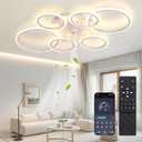 Ceiling Fans with Lights and Remote,43.3in Low Profile Ceiling Fan With Light Dimmable LED 81W Ceiling Fan ,Mute 6 Speeds & 3 Color Temperature Flush Mount Ceiling Fans For Bedroom Livingroom, White