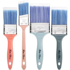 Bates Vintage Color Plastic Handle Paint Brushes - 4 Pack, Stain & Furniture Brushes, Ideal for Walls & Painting (4 Pack, 1.5", 2", 2.5", 3")