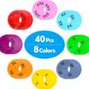 40 Pack Round Colorful Plastic Clothing Size Closet Rack Dividers Hangers, 8 Assorted Colors, Preprinted in 8 Sizes XXS, XS, S, M, L, XL, XXL, XXXL (Outer 3.5, Inner Diameter 1.38)