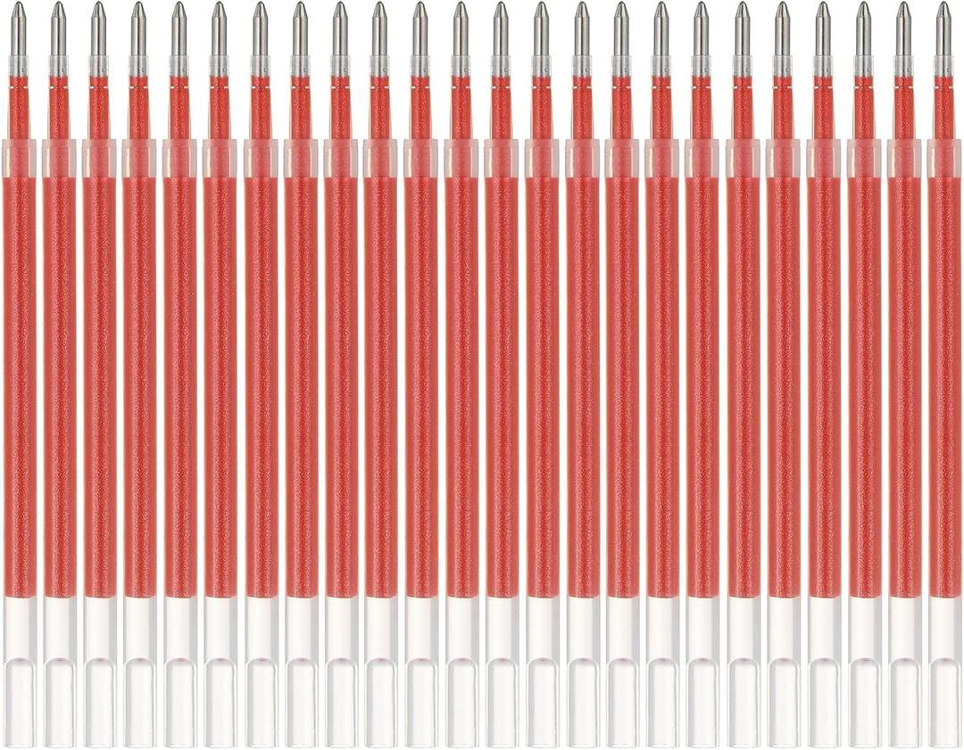 PATIKIL Gel Pen Refills, 24 Pcs 0.8mm Medium Point Glitter Coloring Gel Ink Pen Replace Refills for Retractable Click Pens Writing Drawing Doodling Office Study Classroom Supplies, Red