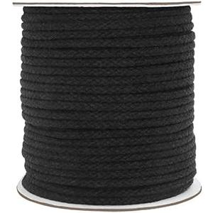 Tenn Well Black Macrame Cord, 165 Feet 5mm Wide Braided Cotton Rope for Macrame Plant Hangers, Wall Hangings, DIY Crafts, Halloween Decor