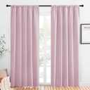 NICETOWN Living Room Curtains for Window - Energy Efficient & Noise Reducing Thermal Insulated Rod Pocket Blackout Drapes/Draperies for Living Room (Baby Pink, 2 Panels, W52 inches x L84 inches)