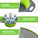 2 Pack Collapsible Silicone Colander with Handle, Over Sink Foldable Food Strainer, BPA-Free Space Saving Drain Basket for Vegetables, Fruits, Pasta, Kitchen & Camping (Green)