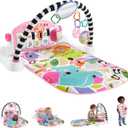 Fisher-Price Baby Playmat Glow and Grow Kick & Play Piano Gym, Pink Musical Learning Toy with Developmental Activities for Newborns 0+ Months, Small
