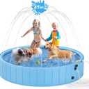 YSJILIDE Dog Pools for Large Dogs, 2-in-1 Sprinkler Pool for Kids Non-Slip Dog Swimming Pool for Outdoor Backyard Kids Dogs Ducks and Pet Baths 63" x 12"