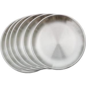 6 Inch Appetizer Plates Set for 6, Stainless Steel Small Dessert Plates Snack Saucers Plates Sauce Dish Metal Plate Reusable Unbreakable Dishwasher Safe Camping Party