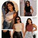 TROPICA LOVE Women's Shapewear Bodysuit Double Lined Tummy Control Compression Body Shaper Crew Neck Sleeveless Thong Top (Brown, XL)
