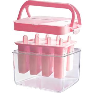Popsicles Molds with Lid and Bin 9 Pieces Reusable Easy Release Entire Homemade Popsicle Molds Odorless Ice Pop Maker BPA Free