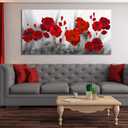 Red Flower Large Wall Art for Living Room - 56"L x 28"W Black and White Canvas Wall Art Bedroom Modern Abstract Floral Large Artwork Paintings Prints Pictures Wall Decor
