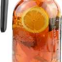 2 Quart (64oz) Wide Mouth Mason Jar Pitcher, Glass Pitcher with Lid - Heavy Duty, Leak Proof - Sun & Iced Tea Dispenser, Juice and Drinks, Breastmilk Storage - Black