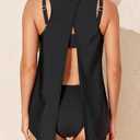 Smismivo Tankini Tops for Women Open Back Swim Tank Top Bathing Suit with Padded Sports Bra Bikini Top Two Piece No Bottom (Black, M)