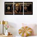 Tucocoo Gold 3 Pieces Inspirational Canvas Wall Art,Dollar Decoration for Office and Home Decor, Canvas Art Home Decor Wooden Framed Ready to Hang Posters and Prints - 42”X20”