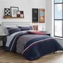 Nautica - Twin Comforter Set, Cotton Reversible Bedding with Matching Sham, Medium Weight for Year Round Use, Oeko-Tex Certified, Dorm Essentials (Mineola Navy)