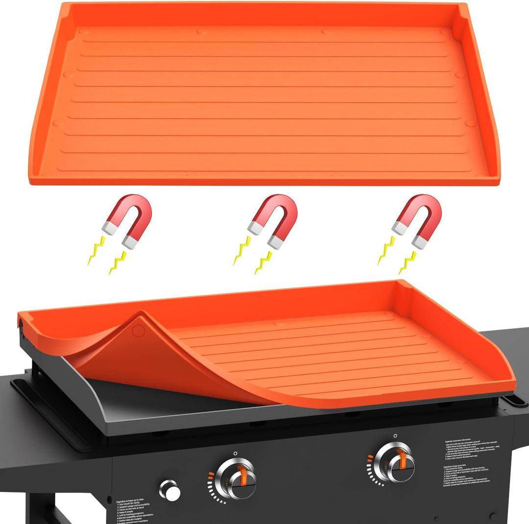 Silicone Griddle Mat Cover for Blackstone - 28 Inch Full-Edge Coverage Magnetic Silicone Grill Cover, Heavy Duty Food Grade Griddle Protective Mat, Keep Your Grill Clean and Rust-Free
