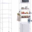 5 Tier Over The Fridge Shelf for Dorm Wheels 8 Hooks and 5 PVC Pads White, 90.5"