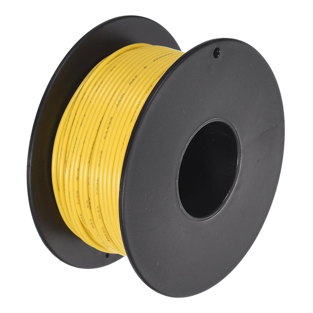 MECCANIXITY Stranded PVC Wire - 26AWG, Yellow, 30M/100ft, UL1007 Spool, for Internal/Marine Connecting