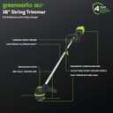 Greenworks 80V 16" Brushless Cordless String Trimmer with 2.0Ah Battery & Rapid Charger .080" Dual Line, Variable Speed, Lightweight Design, 16" Brushless - Gen 1