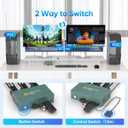 8K@60HZ Displayport KVM Switch 2 Monitors 2 Computers USB3.0 DP 8K@60HZ Dual Monitor KVM Switcher for PC/Laptop Share Keyboard Mouse,Support DP1.4,EDID Adapatively