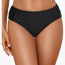 Zmart Women Low Rise Bikini Bottoms - Full Coverage Ruched Bathing Suit Swim Bottom Swimsuits Swimwear