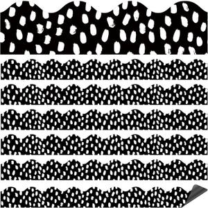 48 Pcs White Painted Dots Magnetic Bulletin Board Borders Magnetic Borders for Classroom Whiteboard Chalkboard Classroom Borders Bulletin Board Trim for School Classroom Offices Decorations