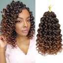 Vomella GoGo Curl Crochet Hair 8 Packs 10 Inch Water Wave Curly Crochet Hair for Black Women Ombre Brown Short Beach Curl Synthetic Deep Twist Crochet Hair Extensions T30