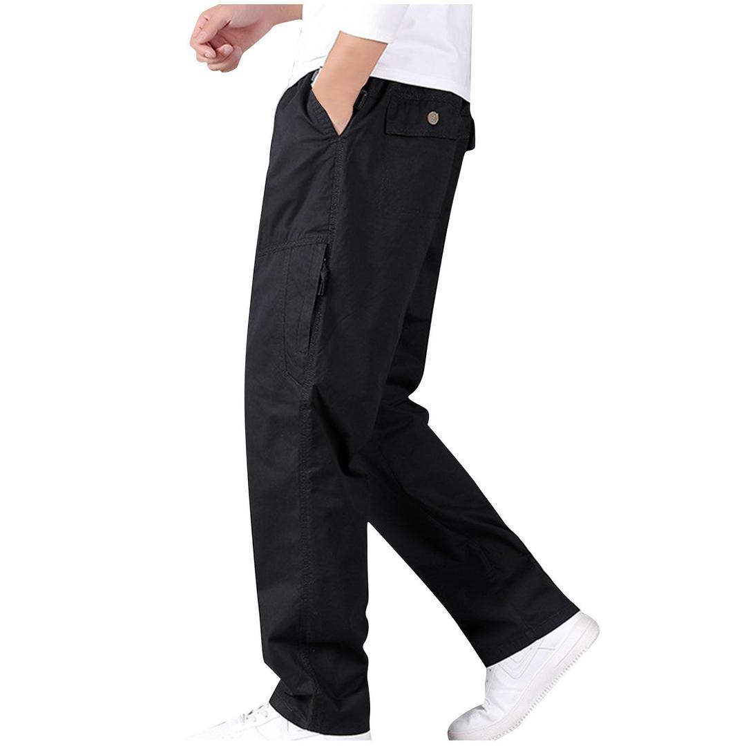 Aymnlox Men's Baggy Jogger Cargo Pants Straight Fit Wide Leg Cotton Trousers Workout Athletic Sweatpants with Multi Pockets Prime of Day Deals Today 2024 Men Black 6XL