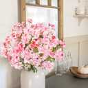 6 Pcs Artificial Cherry Blossom Branches 18.5 Faux Cherry Flowers Pink Fake Silk Flowers Artificial for Decoration Spring Peach Bouquet Table Centerpiece Decor Vase Home Wedding Kitchen Party Garden