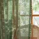 YJ YANJUN Green Boho Curtains with Tassels for Bedroom Retro Floral Pattern Knit Lace Sheer Curtains 63 Inch Length for Livingroom Country Light Filtering Crochet Drapes Set of 2 W59 x L63 (59"W x 63"L (Pack of 2))