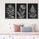 Large Framed Botanical Wall Art, Minimalist Floral Canvas Prints, 16"x24"x3, 16" X 24" X 3pcs Framed