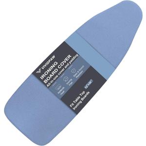 Small Ironing Board Cover and Pad 12.5 x 30, Elastic Edge, Silicone Coated, Resist Scorching, Heavy Duty Padded Cover for Mini Table Top Iron Board (Silicone Coating-Blue, 12" x 30")