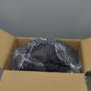 GREENSTELL Small Vanity Stool Chair with Storage and Folding Back, 13" x 13" x 17.7" Faux Fur Soft Ottoman for Teenager, 4 Metal Legs with Anti-Slip Feet, Furry Padded Seat for Makeup, Bedroom, Grey