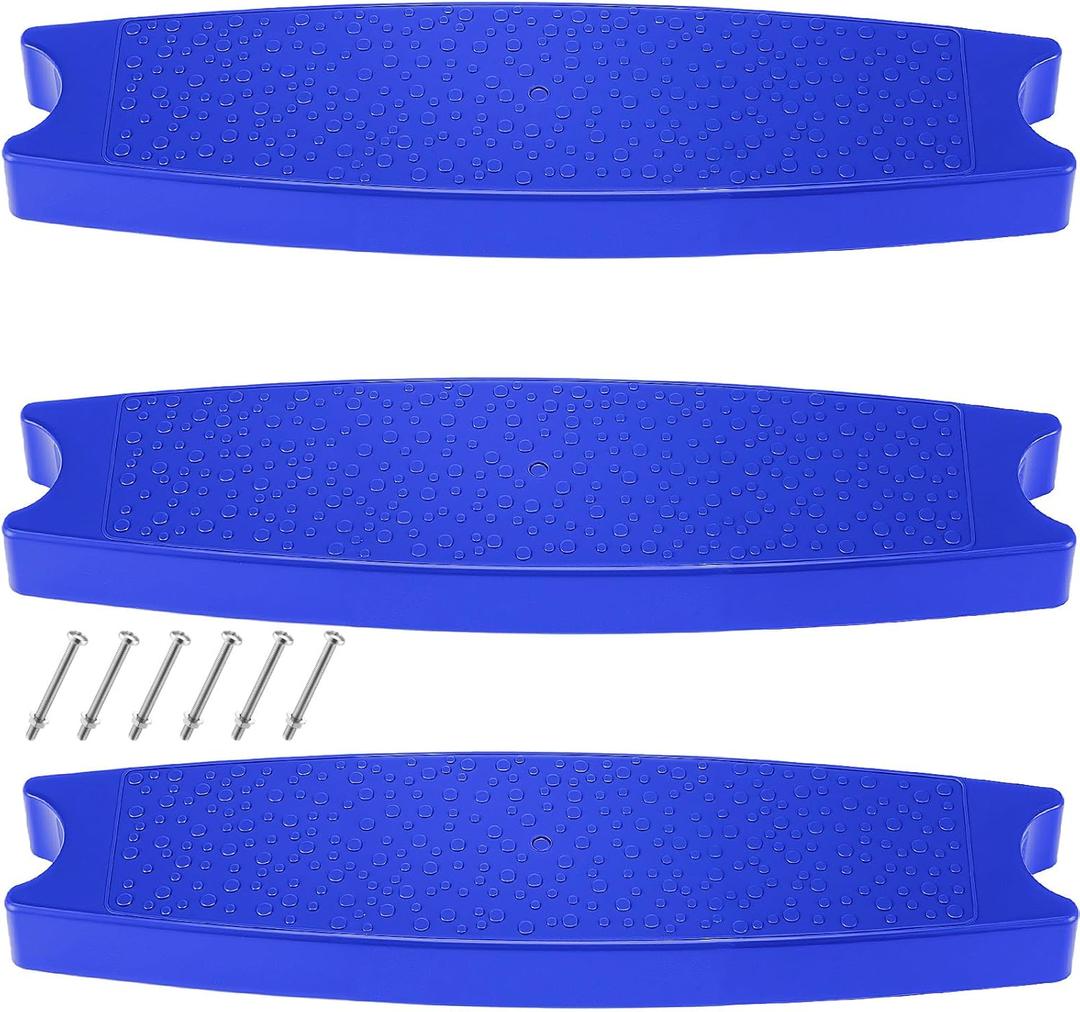 3 Pcs 18" Pool Ladder Steps Replacement Universal Swimming Pool Ladder Steps for Inground and Above Ground Heavy Duty Molded Plastic Stairs with 6 Pcs Stainless Steel Bolts (Blue)
