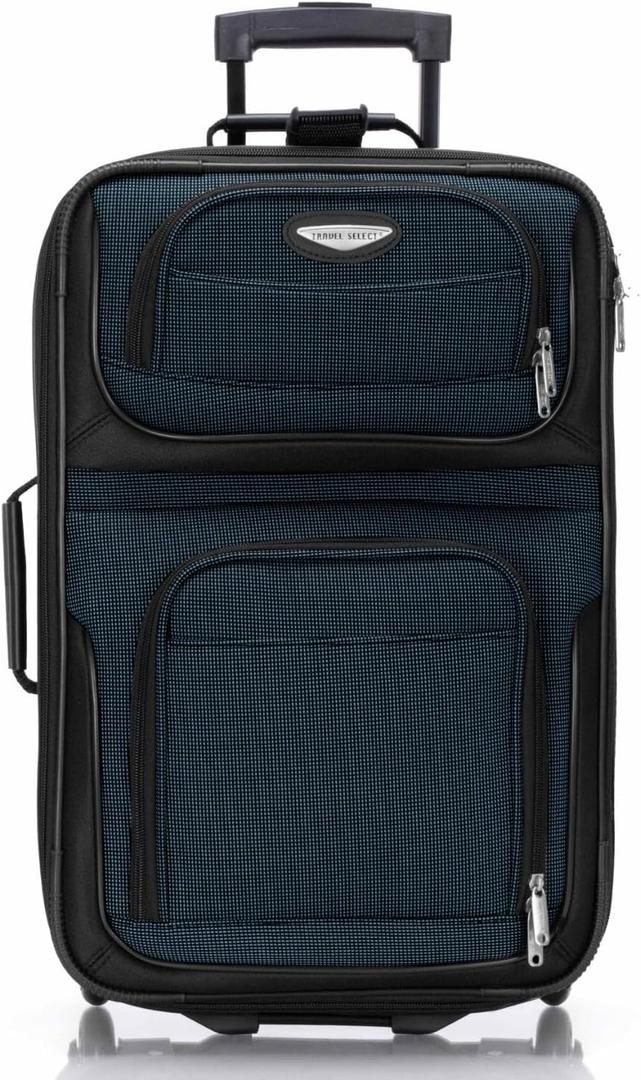 Travel Select Amsterdam Softside Expandable Luggage with Rolling Wheels, Navy, 21-Inch Carry-on