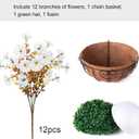 Artificial Fall Flowers Fake Hanging Plants Flowers Basket for Outdoors Autumn Decoration, Silk Morning Glory with Eucalyptus Look Real UV Resistant Faux Flowers for Outside Porch Patio Balcony, White