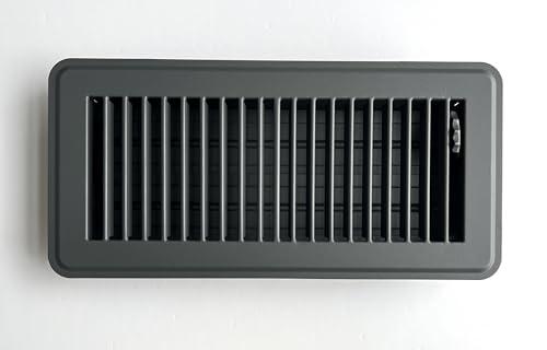 Kompell Aire Heavy Duty Steel Floor Vent with Beautiful Gray Matte Finish. Fits in 4 x 10 Duct Opening. Overall Dimension is 5.75 in Wide x 11.75 in Long.