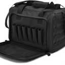 Tactical Range Bag Deluxe Pistol Shooting Range Duffle Bags (Black)
