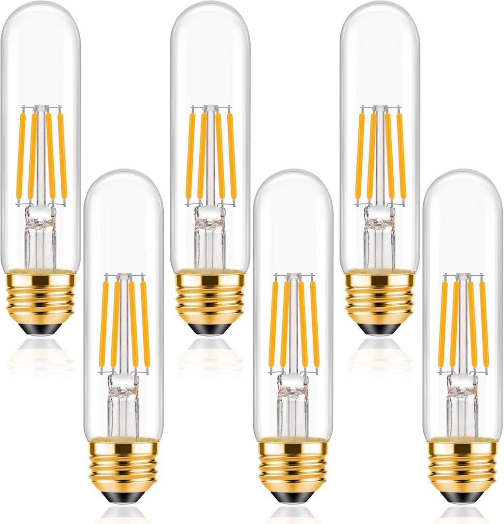 ToBeGreat T30 Light Bulbs 4 Watt Equivalent 40W Bulb E26 Tubular Bulbs T10 LED Bulb Warm White 2700K,Desk Lamp,Bedbroom Bathroom,6 Pack