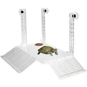 Hanging Turtle Basking Platform, 12 Inch Acrylic Turtle Tank Ramp Platform, Simulation Turtle Ramp Tortoise Climbing Ladder for Aquarium