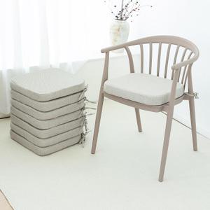 C-Hopetree Indoor Outdoor Dining Chair Cushions with Ties, Seat Pads for Kitchen with Washable Cover and Non-Slip Bottom, High-Resilient Foam, Waterproof, 17" x 16" x 2", Beige, Set of 8