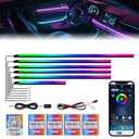 New Version Dreamcolor Acrylic Interior Car Lights 6 in 1 RGB LED Strip Lights with APP Control Zoned Control System 252 Color Modes DIY Fiber Optic Ambient Lighting Kits Music Car Neon Lights