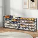 Large Shoe Rack 10 Tier Shoe Organizer, Heavy Duty Metal 5-Tier Stackable Shoe Storage Vertical Shoe Rack for Closet Front Door Entrance, Up to 62 Pairs, 44.8" W x 11.4" D x 71.2" H, Black