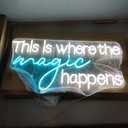 Voncitedn Large This Is Where The Magic Happens Neon Signs, Dimmable Neon Light Signs with ON/OFF Switch, LED Neon Light Sign for Living Room Home Gym Decor, Wedding Birthday Party Neon Sign, 25x13 Inch