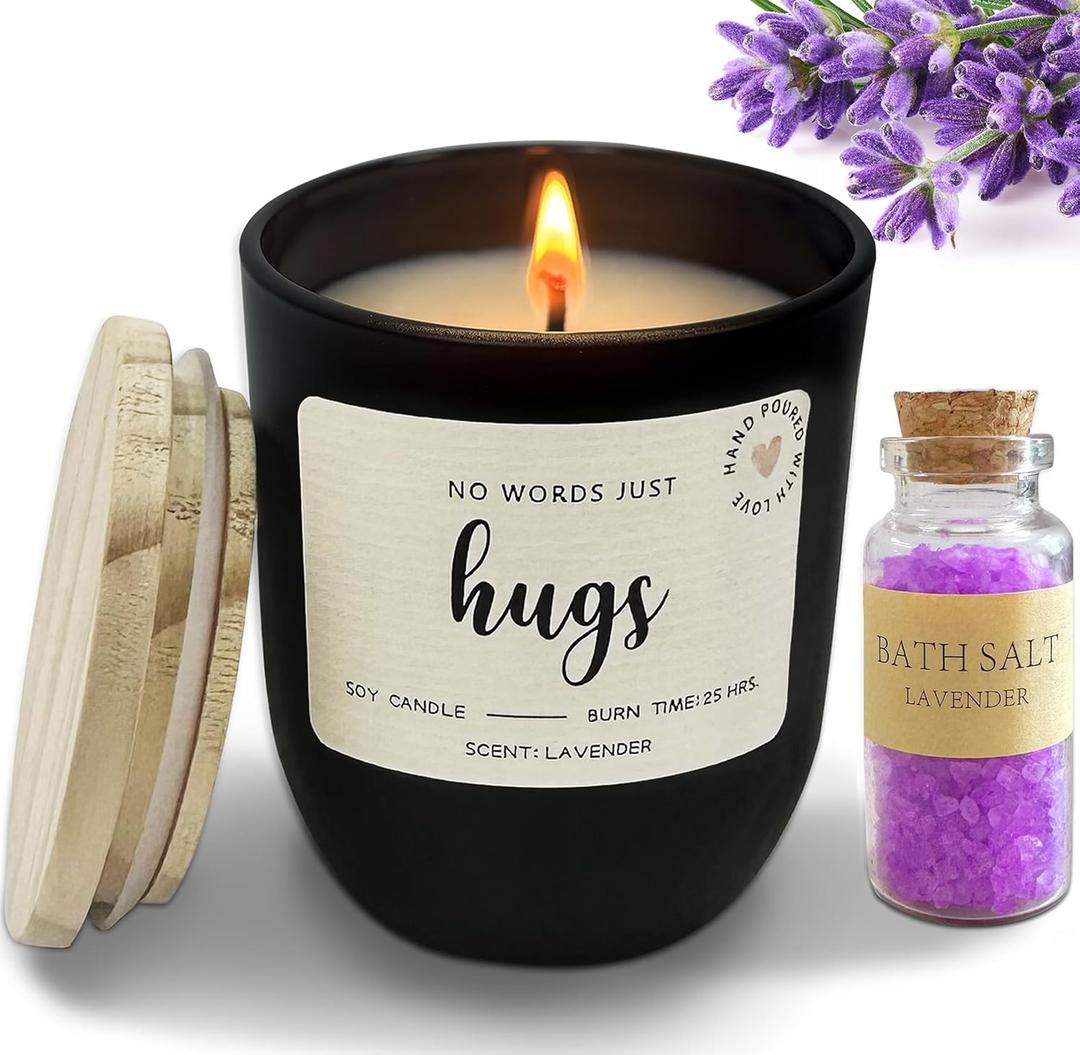 No Words Just Hugs - Lavender Scented Candle, 12oz, Sympathy Gift for Loss of Loved One