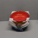 vancasso Bonita Pasta Bowls Set of 6, 38 oz Shallow Bowls, Ceramic Pasta Plates and Salad Bowls, Microwave & Dishwasher Safe Serving Bowls, Assorted Colors