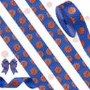Giegxin 10 Yards 7/8 Inch Basketball Ribbon Glitter Wired Edge Ribbon Sport Cheer DIY Crafts Fabric Ribbons Grosgrain Party Decorations for Team Hair Bow Lanyard Gift Wrapping(Navy Blue)